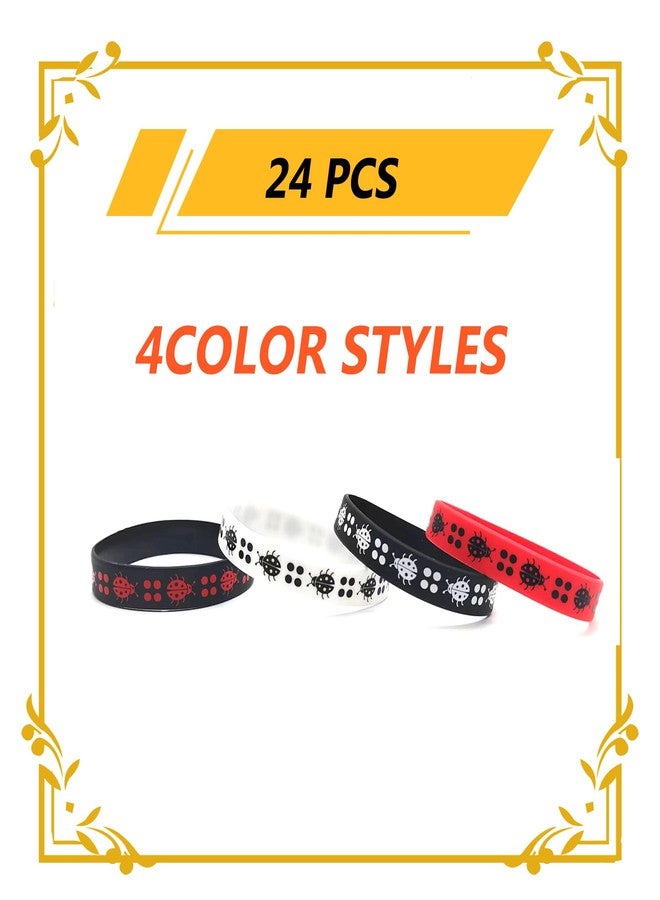ATSMOICY 24PCS Ladybug Silicone Bracelets Wristband Party Favors -Beetle Theme Decorations Birthday Baby Shower Supplies Carnival/Events/Prize - Image 2